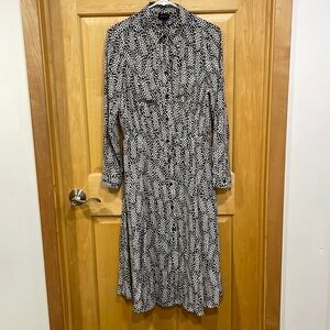 Who What Wear black cream king sleeve dress buttons full length size S